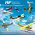 Promotional graphic for RealFlight Evolution 2025 Quarterly Content Pack 1 featuring six different RC aircraft flying against a blue sky background.