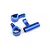 Three blue anodized aluminium RC steering components arranged on a white background.