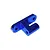 A blue anodized aluminium RC chassis brace mount with mounting holes, isolated on a white background.