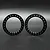 Two black circular aluminium beadlock rings for 1.9 inch RC wheels, displayed side-by-side against a dark grey background.
