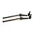 A set of two brown steel CVD driveshafts and two black steel cup joints for an RC car on a white background.