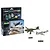 Revell 1/144 scale Messerschmitt Bf109E and Junkers Ju87B model aircraft twin pack kit with box, paints, glue, brush, and two assembled display models.