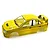 A yellow 1/10 scale Mitsubishi Lancer Evolution IV RC car body shell with pre-painted finish and rear spoiler.