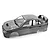 A silver painted 1/10 scale RC Mitsubishi Lancer Evo IV body shell shown from a high angle against a white background.