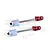 Two GPM Racing red aluminium and steel shock absorber shafts with white plastic spacers on a white background.