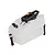 A translucent white plastic RC fuel tank with a black spring-loaded lid and brass fuel nipple, isolated on a white background.