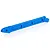 A blue anodized aluminium RC car chassis brace with a machined design featuring three recessed rectangular cutouts.