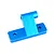 A bright blue anodized aluminium RC wing mount brace with two screw holes on the base and a vertical support arm.