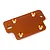 An orange anodized aluminium servo mount plate for RC vehicles, featuring multiple countersunk screw holes.
