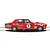Side view of a red Scalextric 1/32 scale Ford XY Falcon GT-HO slot car, featuring racing livery and number 3D, displayed on a track section.