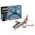 Revell 1/48 scale F-86D Dog Sabre plastic model kit box and a fully assembled, painted model aircraft on a white background.