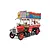 A detailed 1/24 scale model of an AEC B-Type London bus, featuring red and white paint, advertising signage, and intricate wooden and metal detailing.