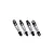 Four silver Kyosho aluminium RC shock absorbers arranged side-by-side on a white background.