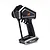 Spektrum DX Rugged+ 12-channel RC transmitter in black and grey with a protective bumper design, viewed from the side against a white background.