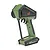 Spektrum DX Rugged DSMR+ 12-channel RC transmitter in olive green with black protective bumpers, shown from the side.