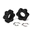 Two black Traxxas 24mm wheel hex adapters with internal splines and two small metal retaining clips on a white background.