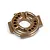 A gold-anodized aluminium motor mount for RC cars with gear mesh adjustment holes labeled 12 through 16.