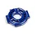 A blue anodized aluminium RC motor mount with gear mesh adjustment holes labeled 12 through 16.