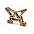 A gold-anodized aluminium front shock tower for an RC car with silver-machined edges and multiple mounting holes.