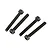 Four black metal cap head screws with hex sockets arranged diagonally on a white background.
