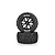 Two Atrek 2.8 inch MT-Cyclone monster truck wheels stacked on a white background, featuring black spoke rims and aggressive tread patterns.