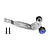 GPM Racing stainless steel wheelie bar for RC cars, featuring a silver metal frame, two black wheels with blue caps, and two mounting screws.