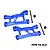 Two blue anodized aluminium front upper suspension arms for RC cars, with mounting pins and nuts, labeled FL and FR.