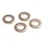 Four small, circular, silver-coloured metal washers arranged on a plain white background.