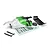 Maverick 1/24 Microbe RC buggy body shell in green, white, and black, including a rear wing, sticker sheet, and foam mounting pads.