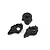 Three black plastic RC gearbox case components arranged on a white background.
