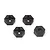 Four black plastic 12mm wheel hex adapters for RC cars, arranged on a white background.