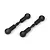 Two black RC turnbuckles with ball ends and metal pivot inserts, isolated on a white background.