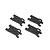 Four black plastic lower suspension arms for an RC vehicle, arranged in a grid on a white background.