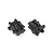 Two black plastic differential case halves for an RC vehicle, shown from top and bottom angles on a white background.