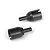 Two black metal differential outdrive cups for RC cars, shown from different angles on a white background.