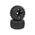 Two black RC monster truck wheels stacked on a white background, featuring aggressive tread patterns and multi-spoke rims.