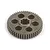 A grey sintered metal 50-tooth spur gear for an RC car, featuring a splined center hole and six circular weight-reduction holes.