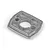 A rectangular silver metal RC motor mount plate with a central hole and two mounting screw holes, shown against a white background.