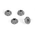 Four small metal internal differential gears for an RC vehicle, shown from different angles against a white background.