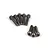 A set of eight black metal button head screws with hex drive sockets, arranged in two groups on a white background.