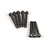 A set of eight black metal button head screws with coarse threads, arranged in two groups on a white background.