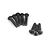 A set of eight black metal button head screws with hex drive sockets, arranged on a white background.