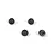 Four small black metal grub screws with hex sockets arranged on a white background.