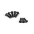 A set of eight black metal countersunk hex head screws arranged on a white background.