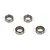 Four small metal shielded ball bearings arranged on a plain white background.