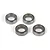 Four metal shielded ball bearings arranged in a square pattern on a white background.