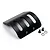 A black curved aluminium motor guard for RC cars with three ventilation slots, accompanied by two small screws and two washers on a white background.