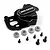 A black aluminium V2 gearbox housing for RC cars by Yeah Racing, shown with four ball bearings and five black screws on a white background.