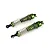 Two green anodized aluminium RC shock absorbers with silver coil springs on a white background.