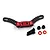 A Yeah Racing front shock tower made of carbon fibre and red anodised aluminium, shown with two black screws, two black nuts, and two red washers.